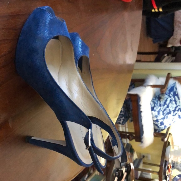 Ron White blue high heels sling back - Picture 2 of 3